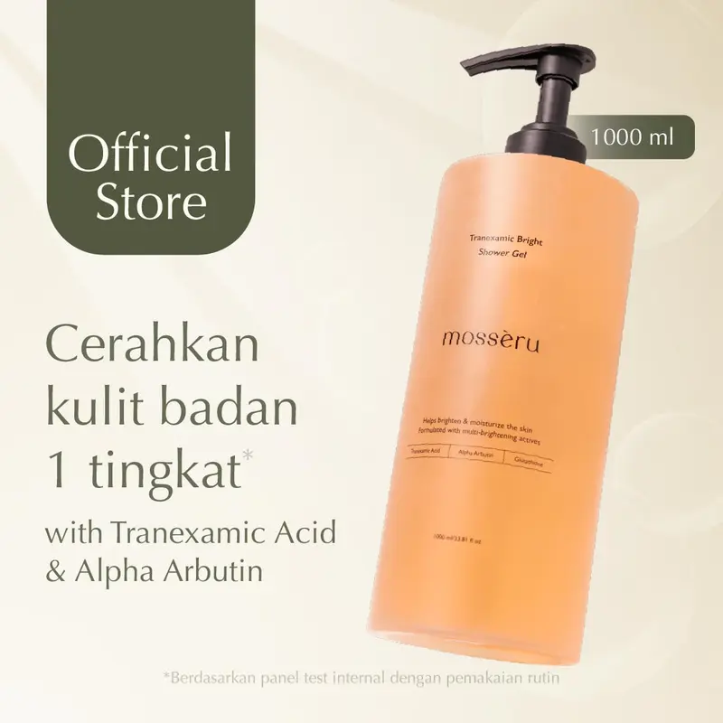 MOSSÈRU Brightening Shower Gel with Tranexamic, Moisturizing Body Wash