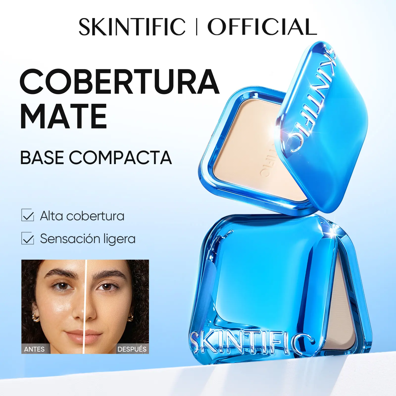 SKINTIFIC Powder Foundation dengan Hasil Matte, Tekstur Ringan dan Halus untuk Makeup Harian yang Nyaman dan Segar