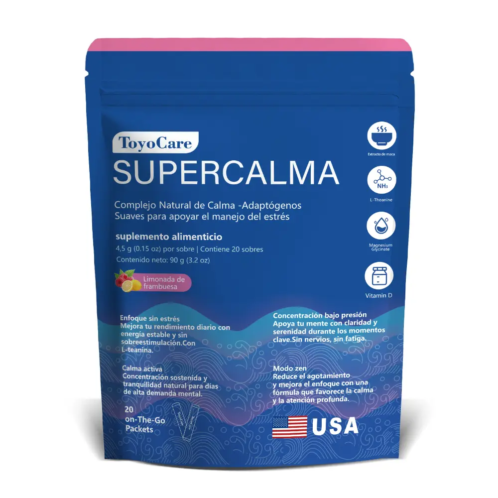 Bebida Relaxante Toyocare SUPERCALMA com Maca, Vitamina D3, Magnésio e L-Teanina – Nova Embalagem, 20 Porções, Tamanho para Viagem