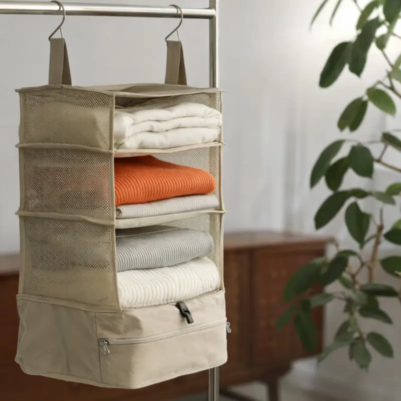 Pouch Travel Kompresi Gantung, Pilihan 2 Ukuran, Bahan Nilon untuk Lemari, Kantor, Gym, dan Loker, Organizer Pakaian, Topi, dan Tas untuk Liburan atau Perjalanan Bisnis【euni-136】