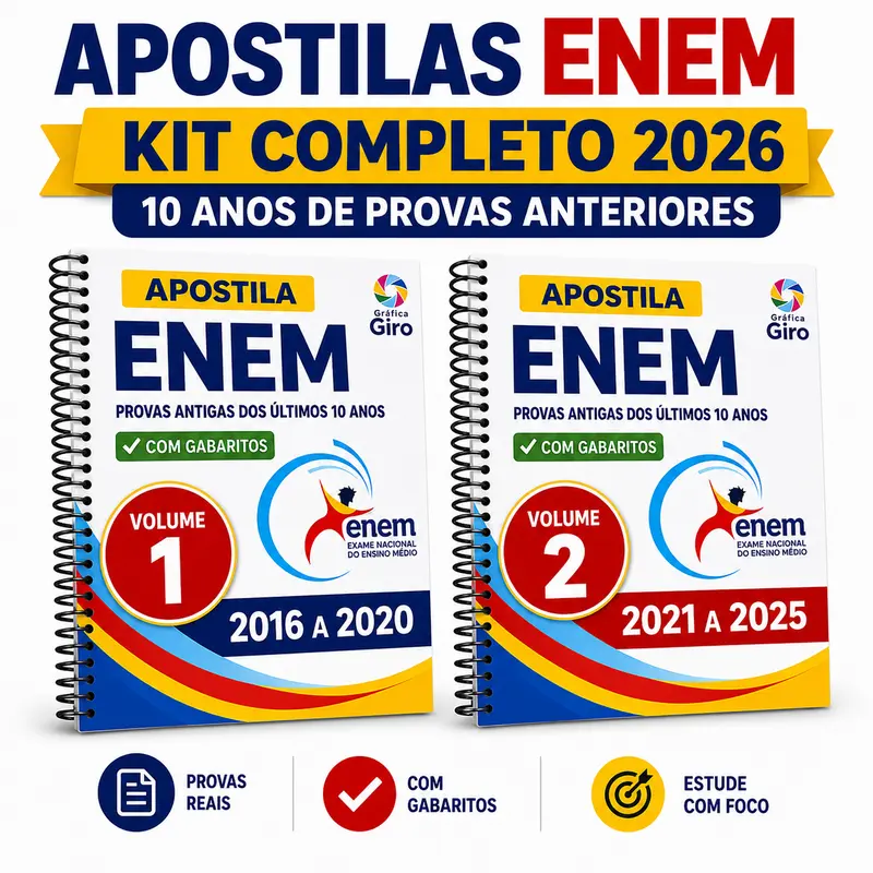ENEM Complete Study Guide Kit 2026 with 10 Years of Past Papers from 2016 to 2025, 3- or 5-Year Option