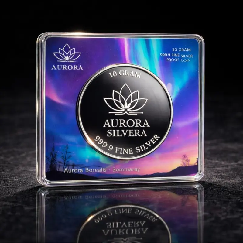 Aurora Silevera 10g 코인, 순은 999.9 희귀 수집품