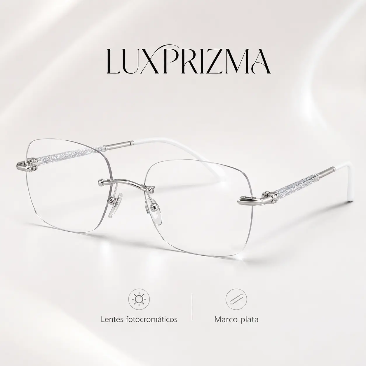 Luxprizama Gafas de sol fotosensibles y decoloradas, gafas de miopía anti - luz azul sin marco con estrellas del cielo, gafas delgadas con cara lisa y marco grande