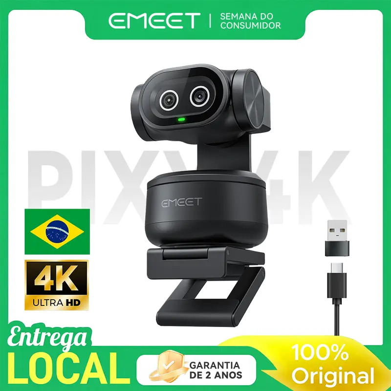 Webcam PTZ 4K eMeet Pixy à double caméra avec suivi IA, capteur sonyensor, contrôle gestuel et autofocus, pour le streaming