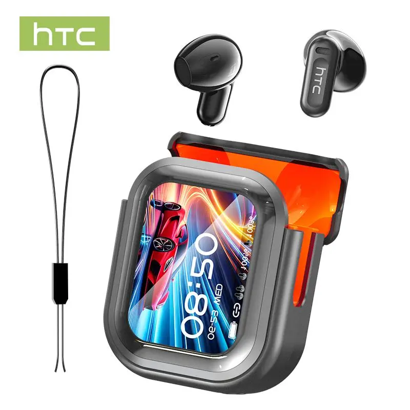 HTC NE20 Fones de Ouvido Bluetooth 5.4 com Display LED, Alta Fidelidade e Resistência à Água | Suporte para 135 idiomas e tradução em tempo real via Bluetooth | Ideais para Escritório, Esportes, Estudos e Chamadas | Microfone Integrado | Fones de Ouvido Sem Fio