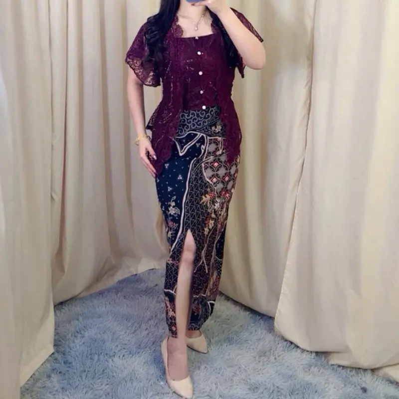 Robe longue batik HAGIA / robe batik tendance / robe batik pour couple / robe de fête de Noël / robe de remise de diplôme / nouveau modèle batik / robe de demoiselle d’honneur / kebaya MB