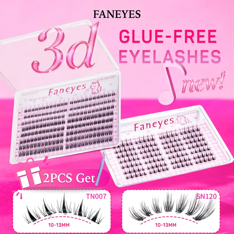 Fanye SN125 대용량 노글루 속눈썹 한 가닥 클러스터, 자연스럽고 풍성한 컬