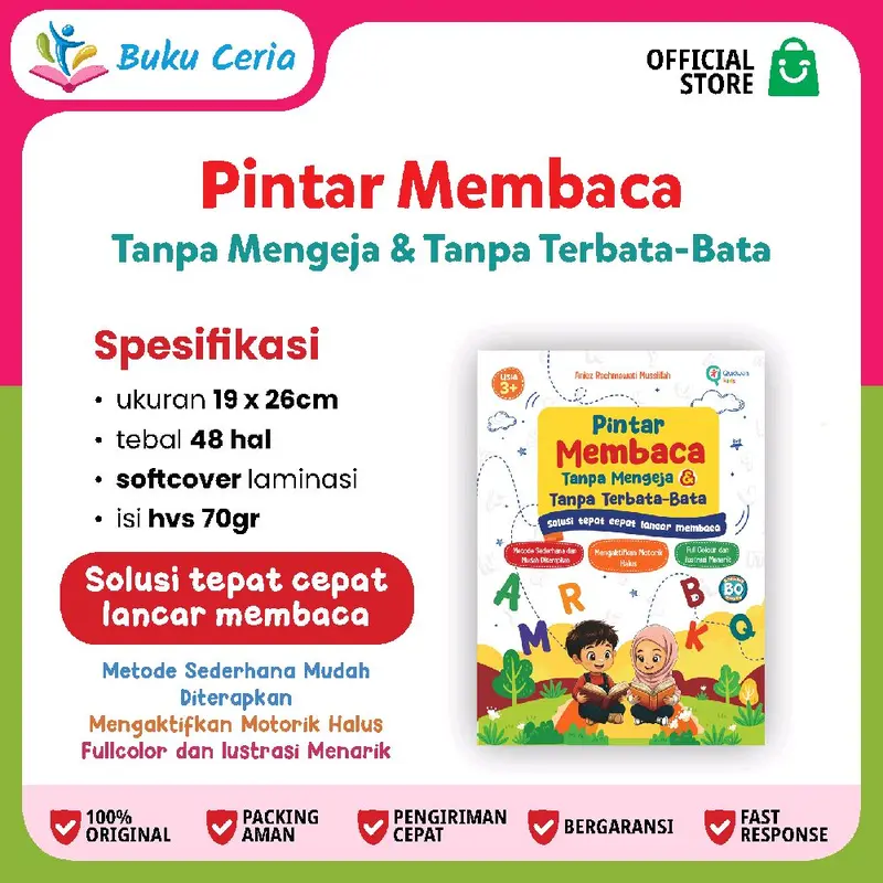 Ceria Pintar Children's Reading Activity Book for Kindergarten, Learn to Read Without Spelling Out Words or Stumbling