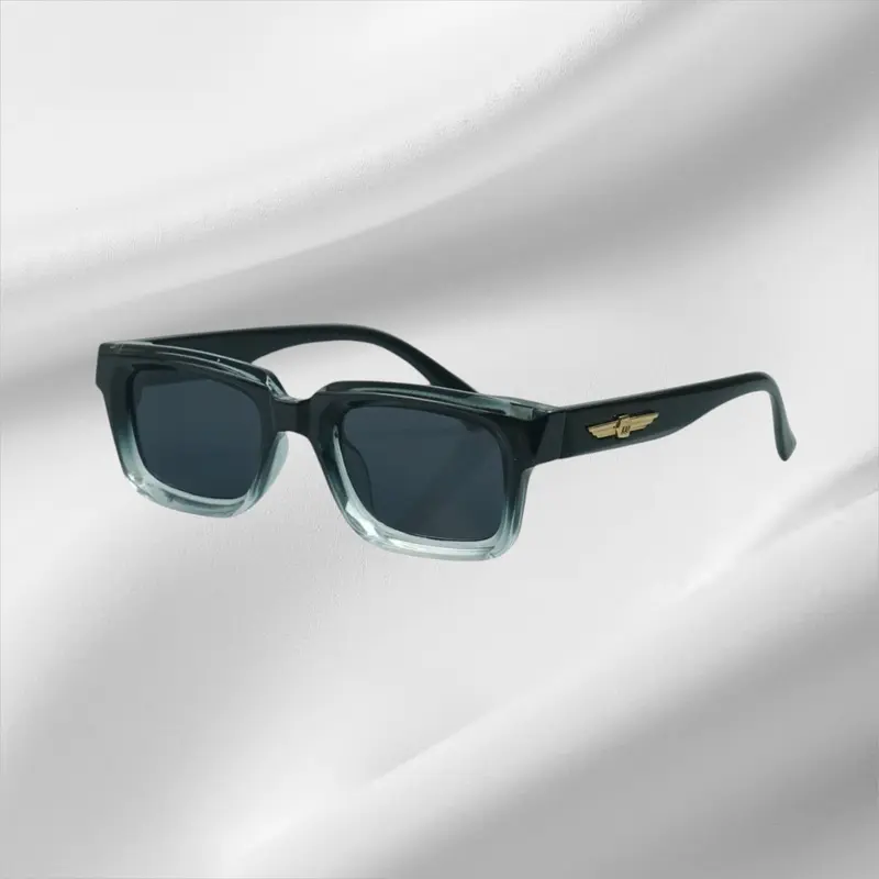 HEYOO 9343 lunettes de soleil carrées rétro élégantes UV400, monture en PC mat translucide haut de gamme, verres UV400 et détail métallique latéral
