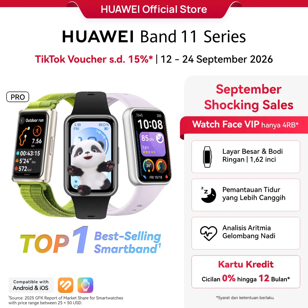 HUAWEI Band 11 Series Smartband Terlaris, Layar AMOLED 1,62 Inci, Pelacakan Tidur yang Ditingkatkan, Pemantauan Kesehatan Jantung, Tampilan seperti Smartwatch, Kompatibel dengan Android & iOS