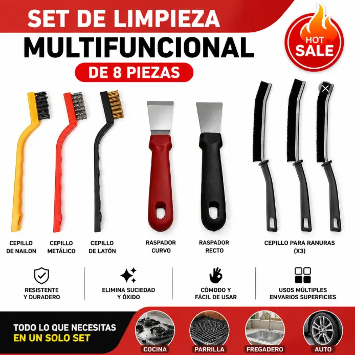 8-Piece Cleaning Brush Set for Corners, Crevices, Faucets, Kitchen Sinks, Gas Stoves and Keyboards