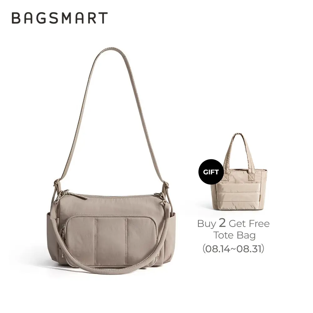 BAGSMART レディース キルティングパファーショルダーバッグ 25cm おしゃれ・撥水・多収納・軽量 通学・通勤用
