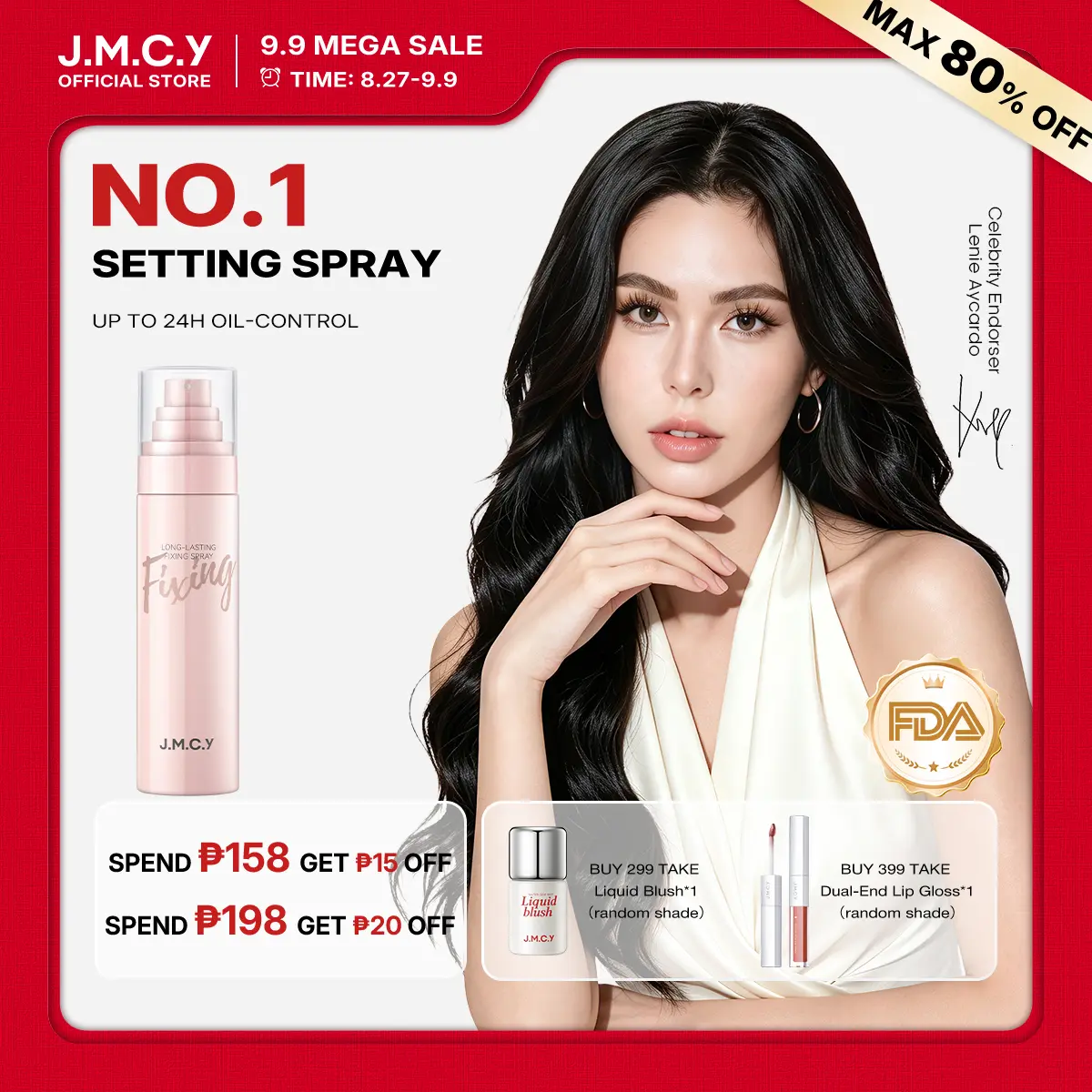 【Le choix préféré de Lenie】Spray fixateur de maquillage longue tenue JMCY 100ml – brume ultrafine, tenue 24H, résistant à la transpiration, contrôle de la brillance, SPF25 PA++