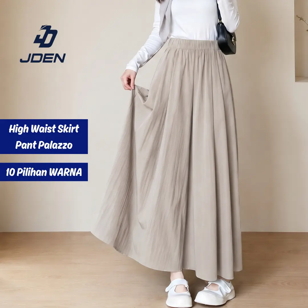 JDEN Seluar Palazzo Skirt Pant Baggy 6 Warna Pilihan - Wide Leg Pinggang Bergetah Keselesaan Maksimum Gaya Viral