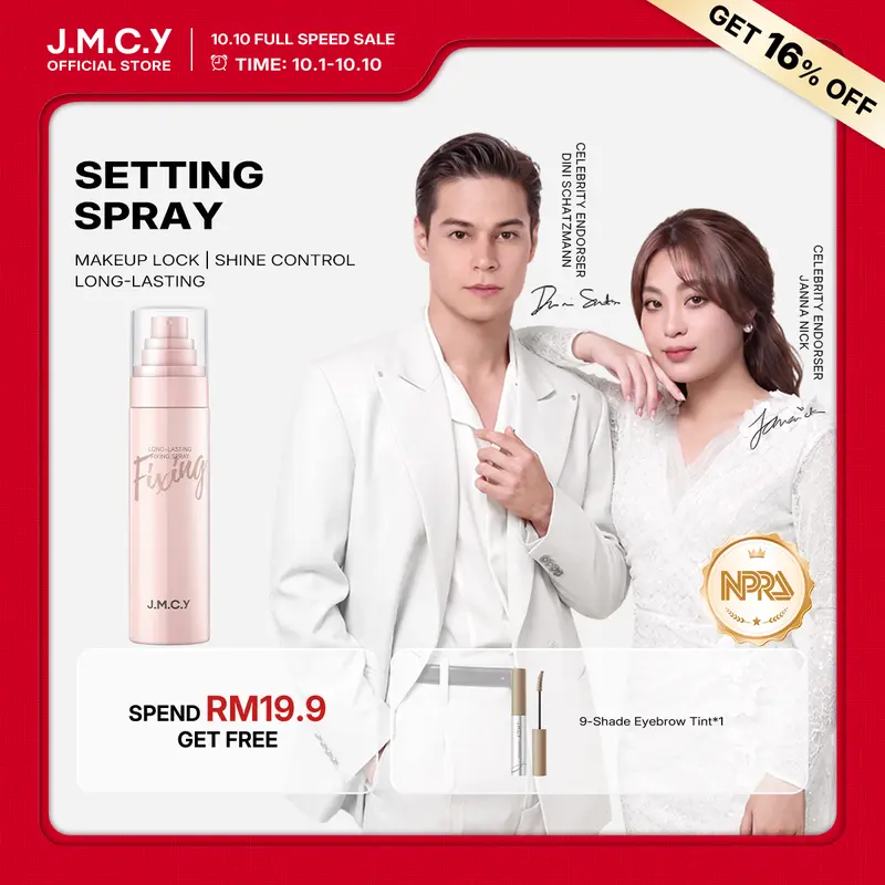 【JANNA & DINI × JMCY】JMCY Semburan Tetapan Solekan Tahan Lama 100ml | Tahan 24 Jam | Kalis Peluh & Kawalan Kilat | SPF25 PA++ | NPRA Notified