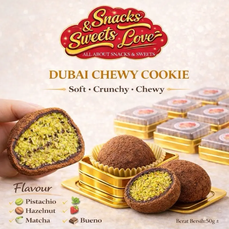 Dubai Chewy Cookie Marshmallow Mochi Kunafa Arab Crunchy 50g+-