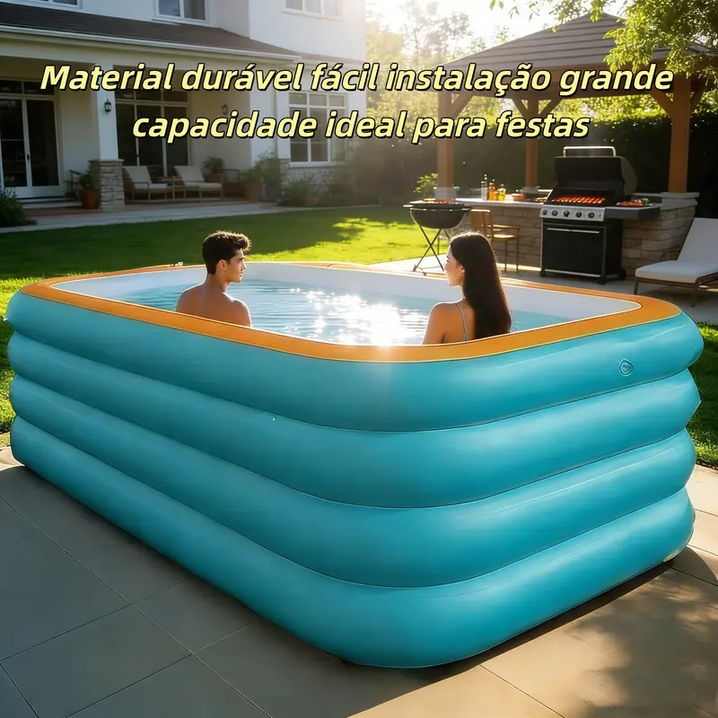 Piscine gonflable pliable en PVC épais, grande capacité, gonflage rapide et installation facile pour la maison