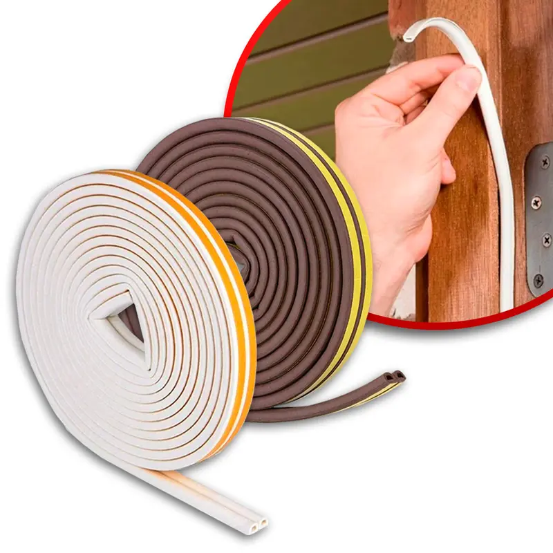 Bande d’étanchéité Veda Fresta blanche et marron, 6 mètres, isolation acoustique antibruit pour portes et fenêtres