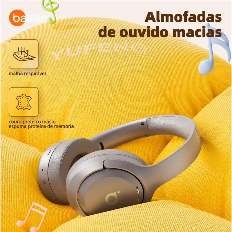 Basike Ba-FON197 Wireless Stereo Headphones with Noise Cancellation and Up to 50 Hours of Battery Life