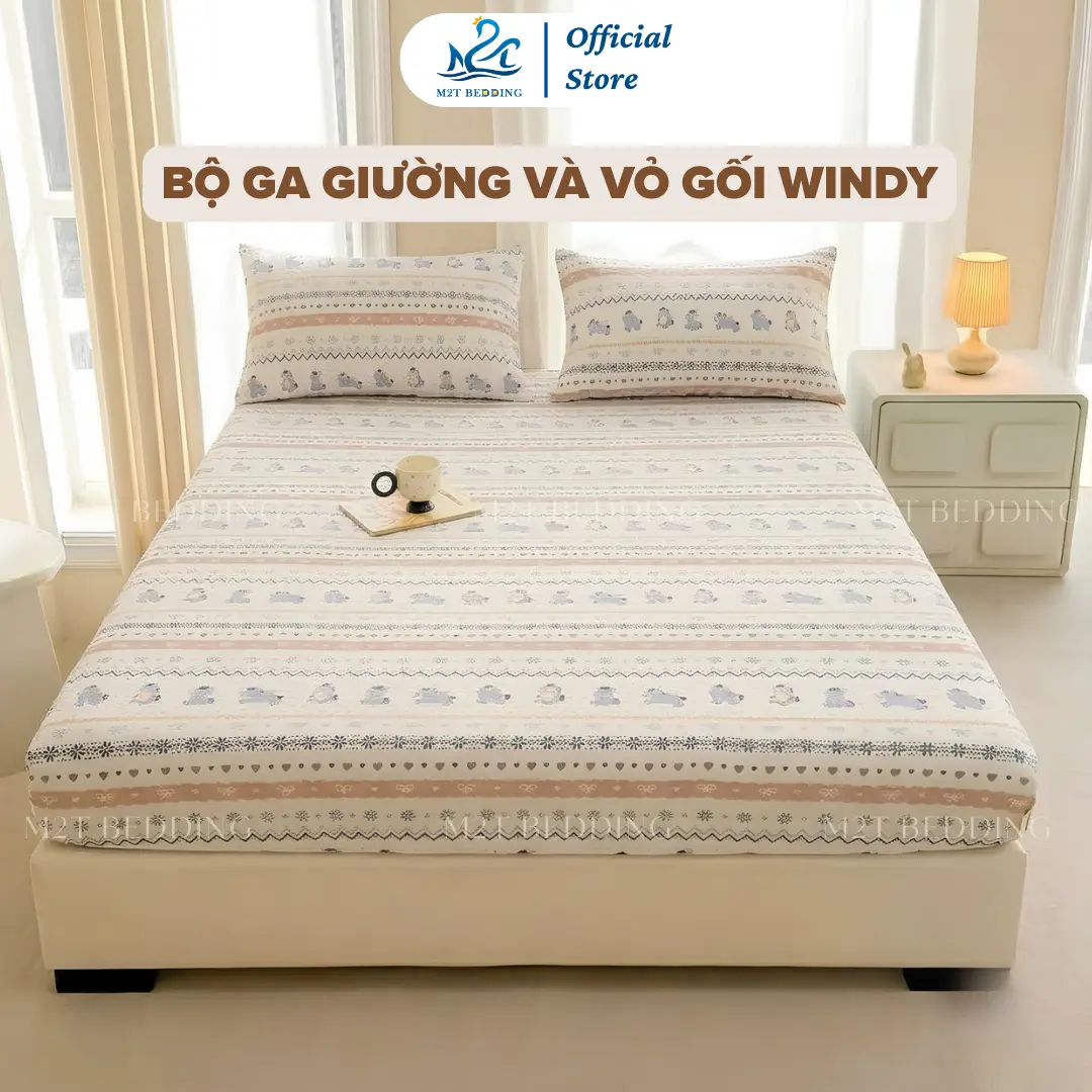 M2T BEDDING Windy Woven-Blend Bed Sheet and Pillowcase Set, 1 Sheet and 2 Pillowcases, Soft, Smooth and Cool