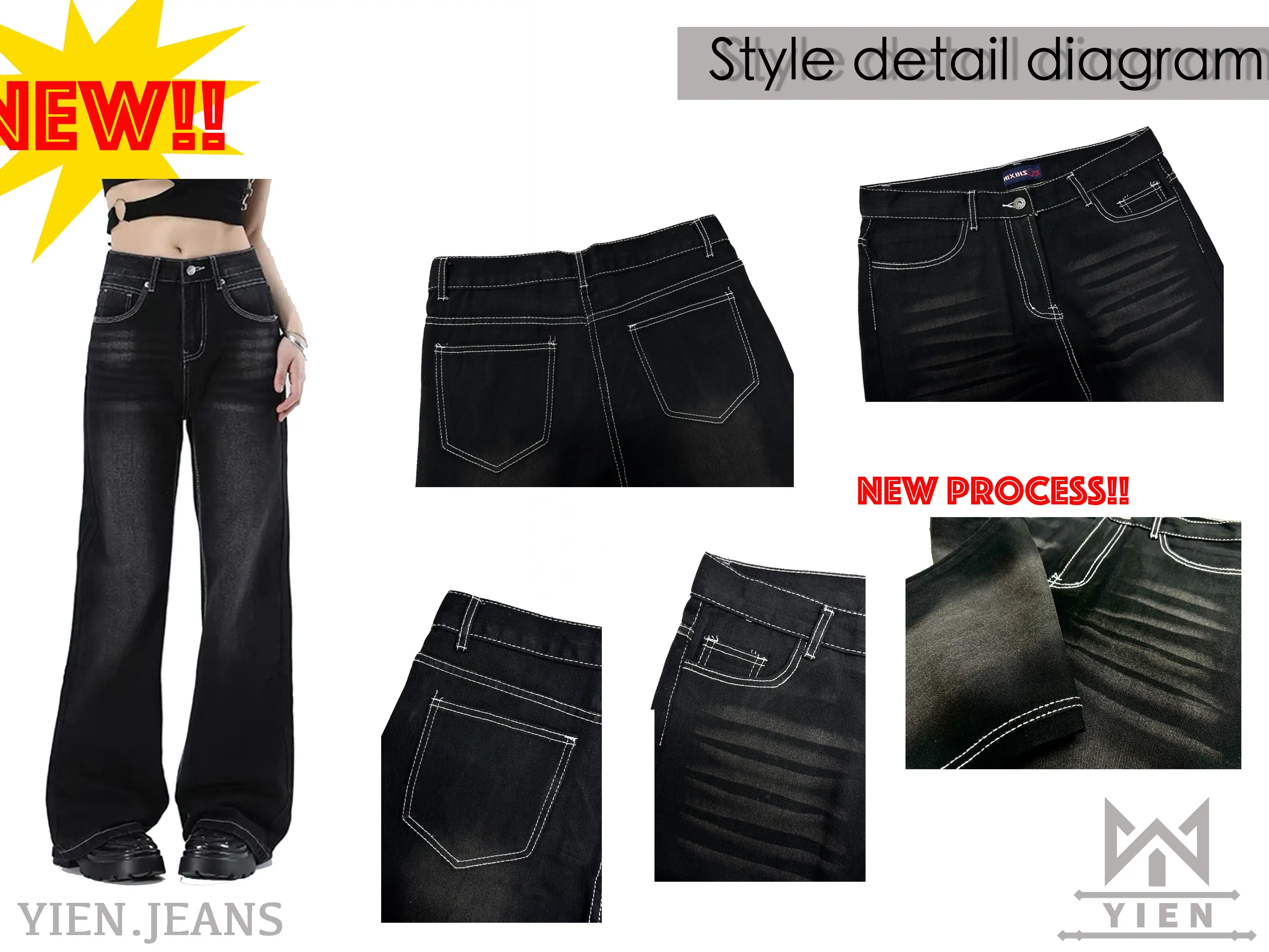 Yien 2025, jeans estadounidenses retro para mujer en 3 colores, blanco desgastado, corte recto ligeramente ancho y holgado, estilo streetwear, cómodos y favorecedores, modelo 965
