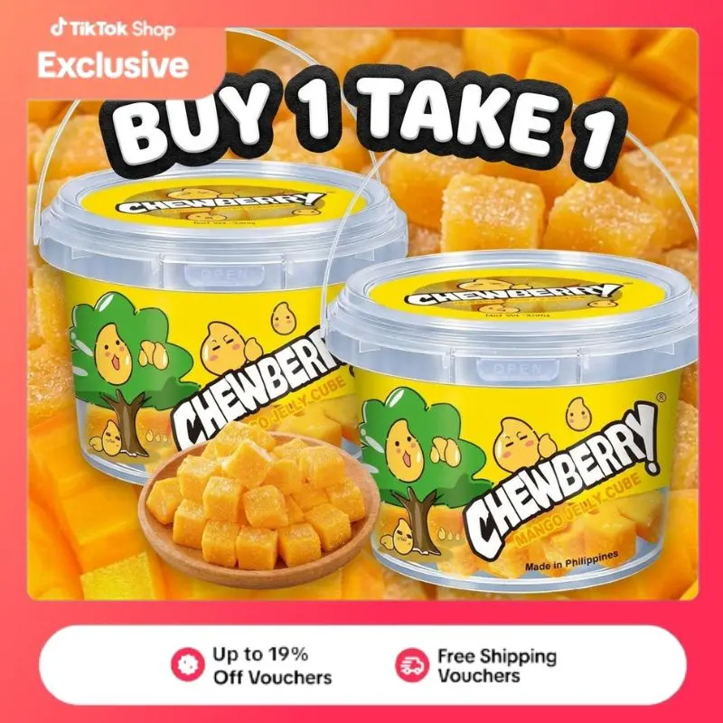 Leve 2 Pague 1 CHEWBERRY Cubos de Gelatina de Manga 350 g com Açúcar — Bala de Goma Macia para Lanches, Festas, Presentes, Lembrancinhas e Revenda no Atacado