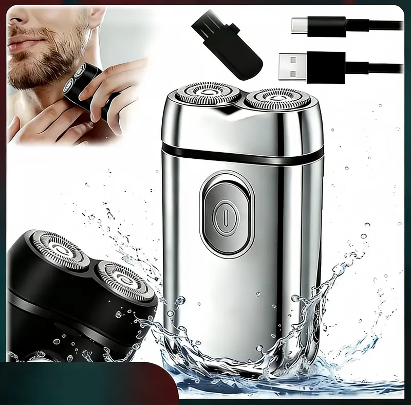 Men’s Electric Shaver with Removable Washable 3D Head, Waterproof Design, USB Rechargeable, Wet or Dry Use, Travel-Friendly, 2 Colors