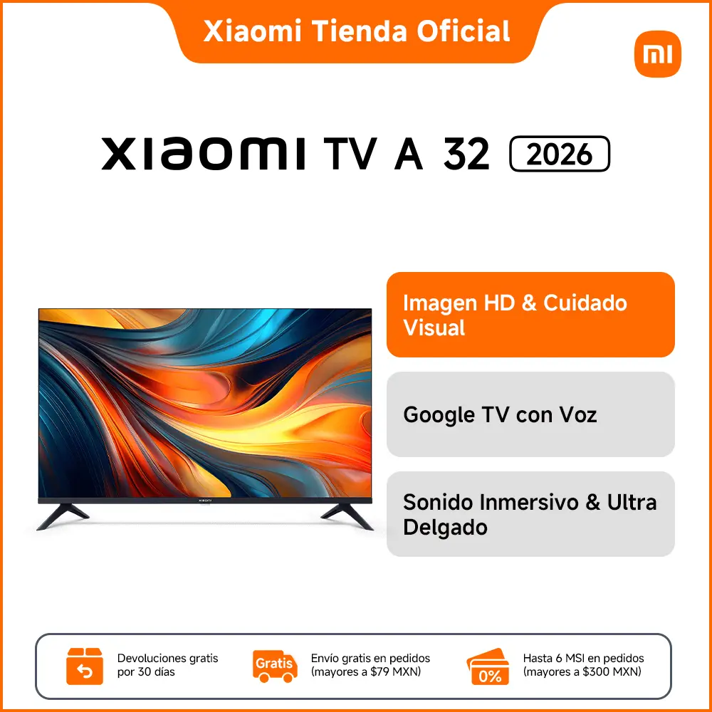 XIAOMI TV A 32 2026 | Google TV | Design élégant à cadre ultrafin | Dolby Audio DTS:X + DTS Virtual:X1 | Commande vocale