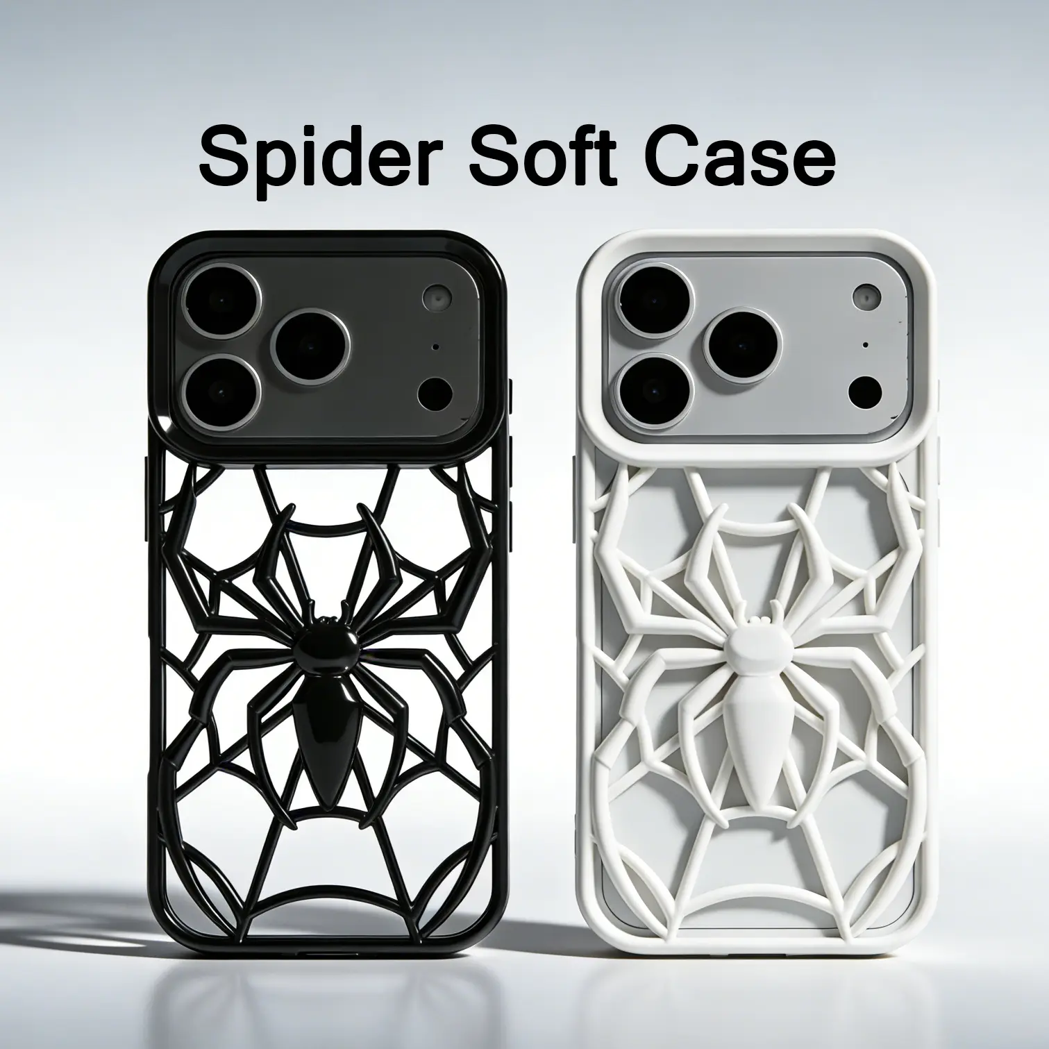 iPhone 17/Air/16/e/15/14 Plus/13/12/11 Pro Max용 3D 스파이더 입체 소프트 TPU 케이스, 충격 보호·통풍·방열·충전 지원
