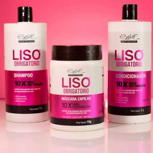 Kit Profissional 3 Itens Capilar Liso Obrigatório 1L | Kit Profissional Para Cabelos Lisos
