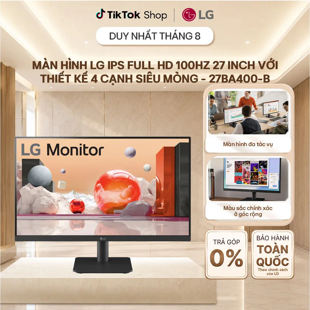 [LIVRAISON UNIQUEMENT AU NORD/SUD] Écran LG IPS Full HD 100 Hz 27 pouces à cadre ultrafin sur 4 côtés, 27BA400-B