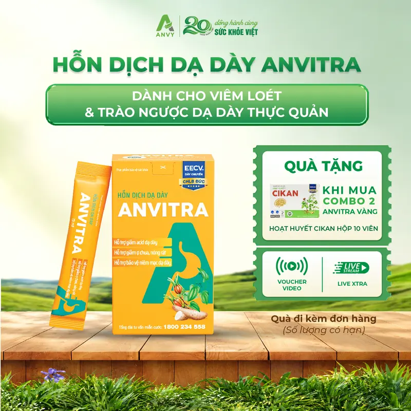 Anvitra Herbal Suspension for Stomach Ulcers, Acid Reflux and Stomach Pain, 15 Sachets × 15ml