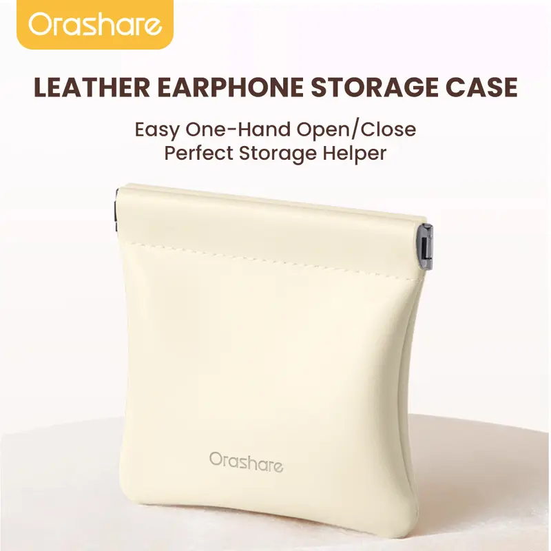 Étui magnétique Orashare OB05 en cuir PU pour écouteurs, imperméable, ouverture et fermeture d’une pression, organiseur portable