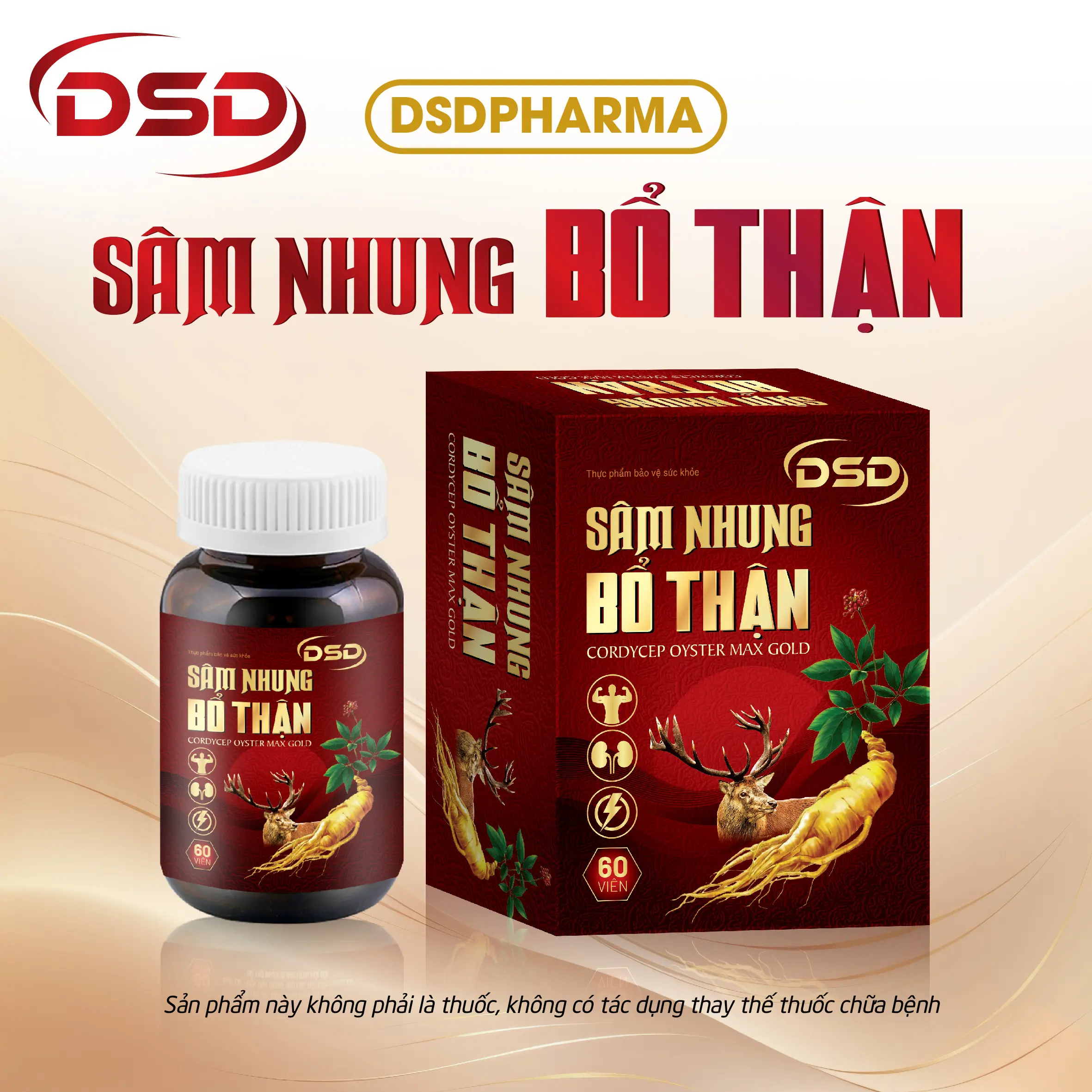 Suplemen DSD Sâm Nhung Bổ Thận, Membantu Menutrisi Darah dan Ginjal serta Meredakan Nyeri Pinggang dan Lutut—1 Botol Isi 60 Kapsul