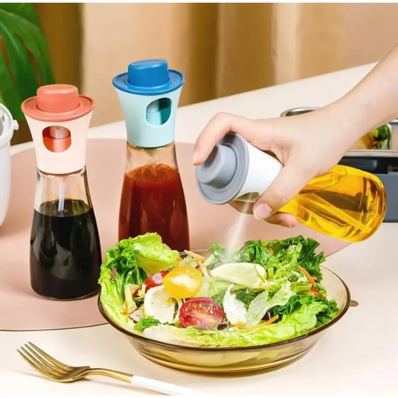 Spray Pulverizador de Óleo e Azeite em Vidro 200ml para Air Fryer e Cozinha Saudável com Bico de Alta Tecnologia e Vedação Anti-Vazamento