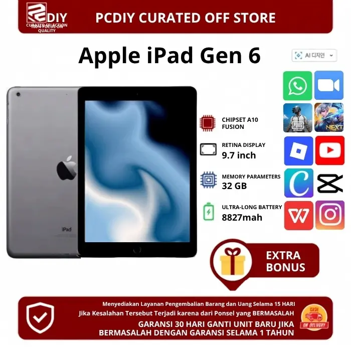 [Máy cũ] [Độc quyền pcdiy] Apple iPad 6 giá khuyến mãi, hỗ trợ COD, đổi trả và hoàn tiền không cần lý do trong 7 ngày, đổi máy mới trong 30 ngày, bảo hành 1 năm, kèm quà tặng hữu ích, cam kết hàng chính hãng 100%