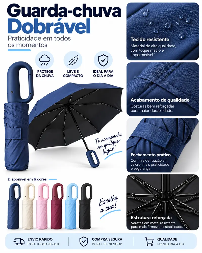 Compact Automatic Umbrella with UV Protection and Reinforced Wind-Resistant Design