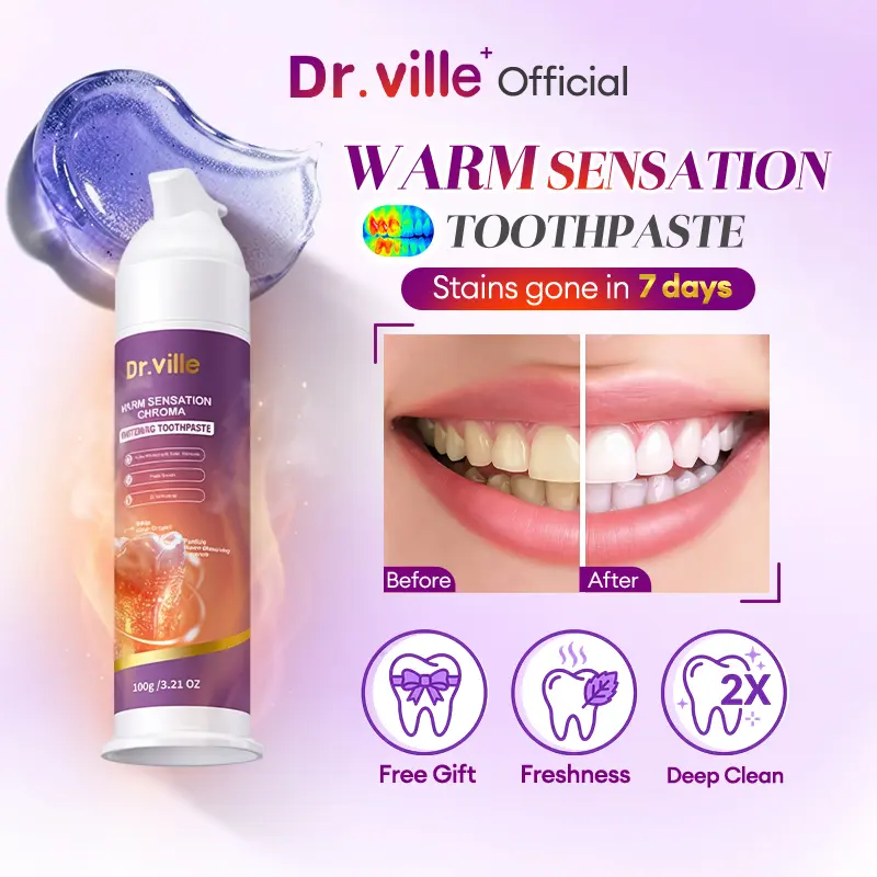 Dr.ville Purple Whitening Toothpaste for Fresh Breath, Sensitive Teeth, Stain Removal and Cavity Protection