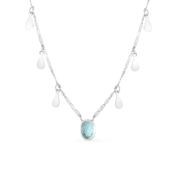 Aqua Medal Choker in 925 Silver Semi-Fine Jewellery with Delicate Charms