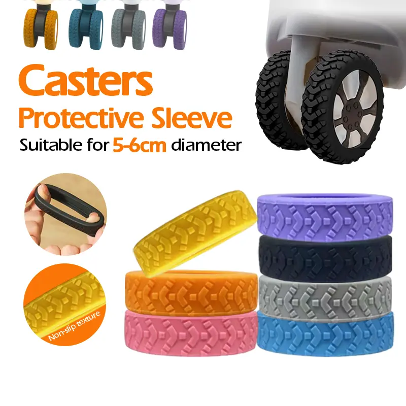 8 protectores gruesos de silicona texturizada para ruedas de maleta, reductores de ruido, fundas y accesorios de viaje