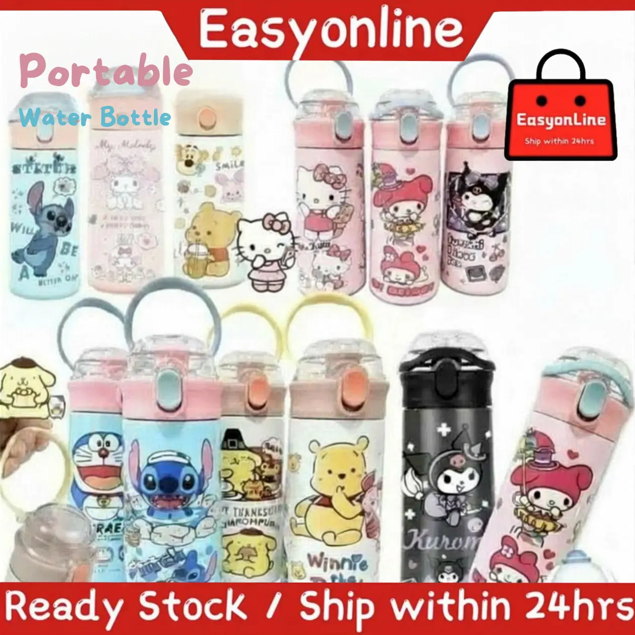 Kids' 500 ml Insulated Water Bottle with Straw, 304 Stainless Steel School Tumbler