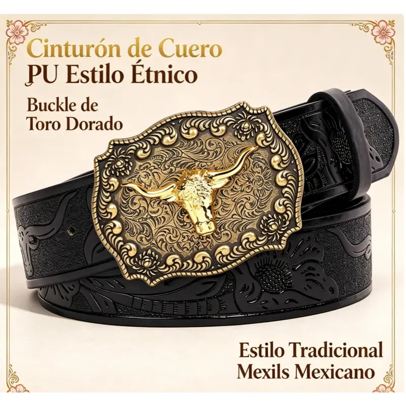 Men's Vacuna Leather Belt with Cowboy Buckle
