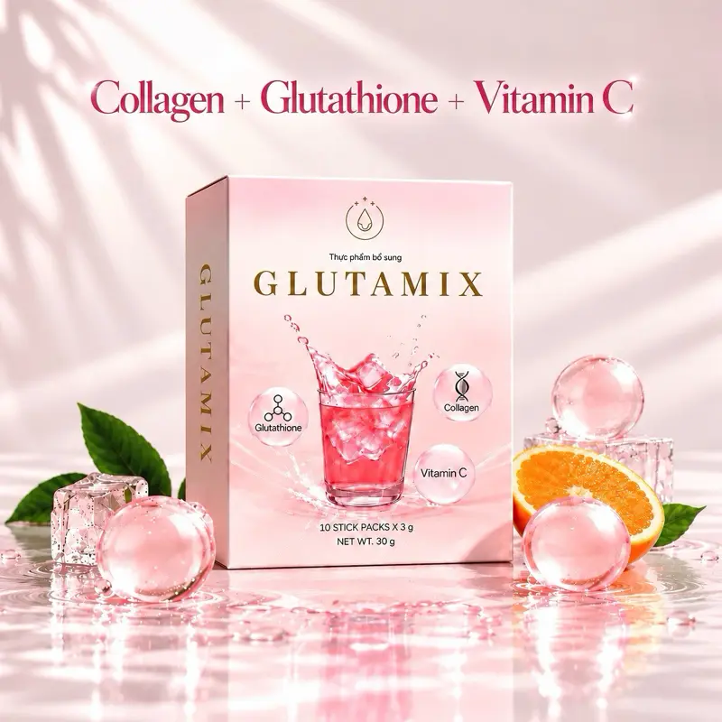 Glutamix Collagen, Glutathione, Vitamin C, Fruit and Vegetable Blend, Box of 10 Sachets