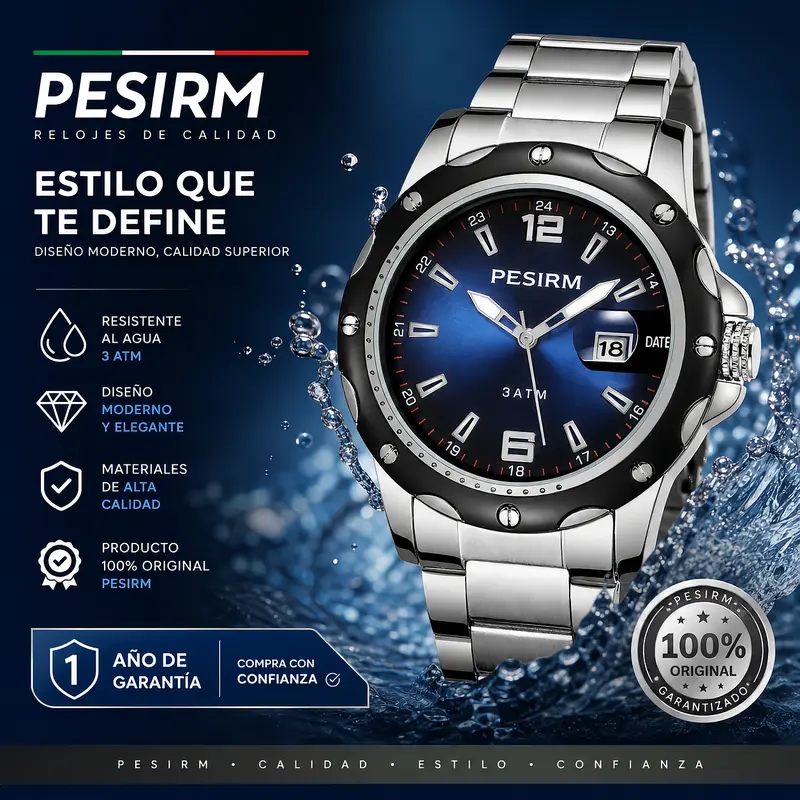 Reloj de cuarzo para hombre, 100% auténtico, caja de acero inoxidable resistente al agua, con indicador de fecha y manecillas luminosas. Cómodo de llevar, esfera de alta calidad, un regalo ideal. El mejor regalo para hombre en 2026.
