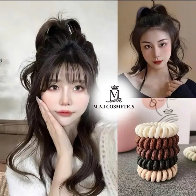 Multicolor Fabric Spiral Hair Ties for Added Hair Volume