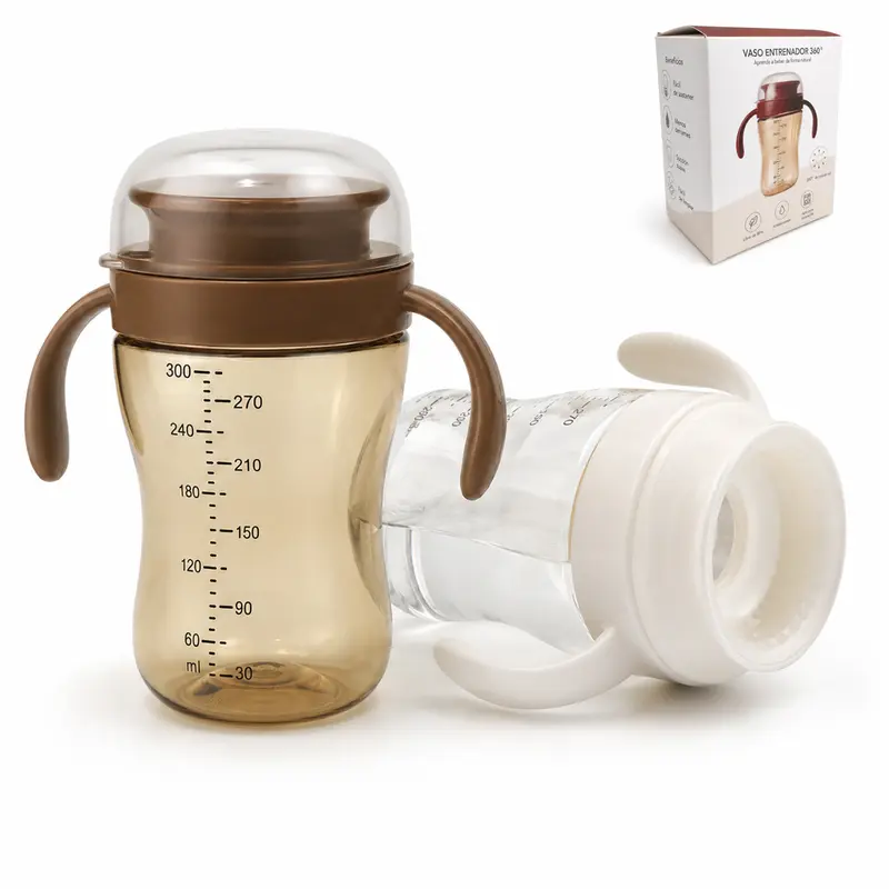 Vaso 360° 300ml con Asas de PPSU 1pcs – Taza Entrenadora con Sistema de Presión, Diseño para Beber desde Cualquier Ángulo, Fácil Limpieza
