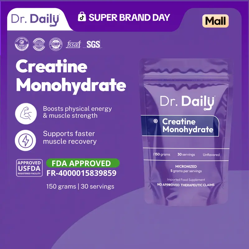 Dr. Daily Créatine Monohydrate 5 g | Énergie physique, force musculaire et récupération