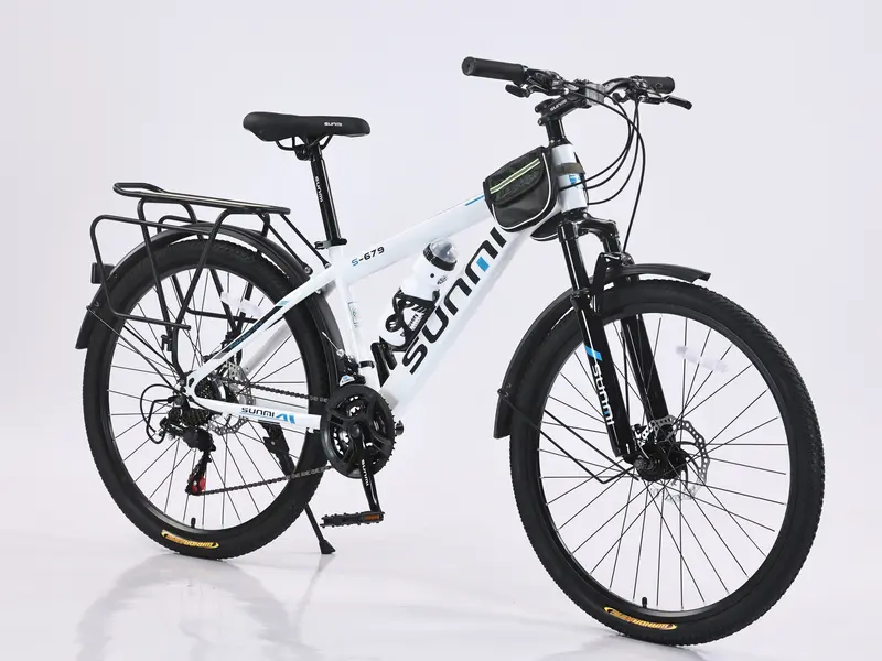 SUNMI S679 Mountain Bike with Steel Frame, 21 Speeds, Stainless Steel Fork and Dual Disc Brakes