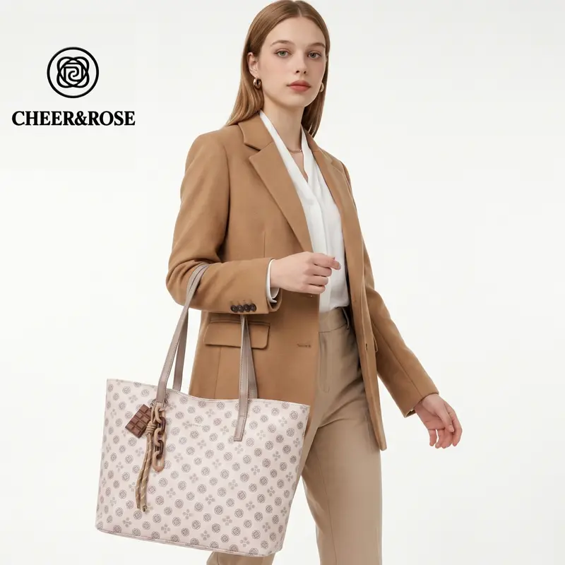 Bolsa Tote Feminina  Monograma em material PVC  para Trabalho e Dia a Dia bolsa tote feminina, bolsa feminina grande, bolsa de ombro feminina, 22065