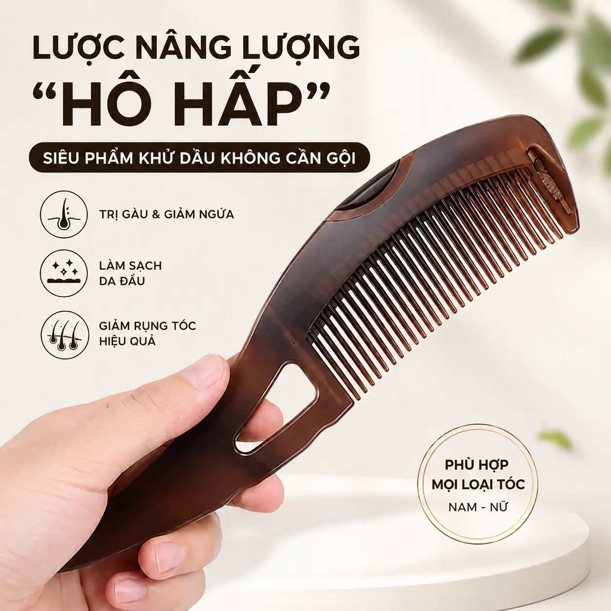 Lược chải tóc gỡ rối, giảm dầu và làm sạch da đầu không cần nước